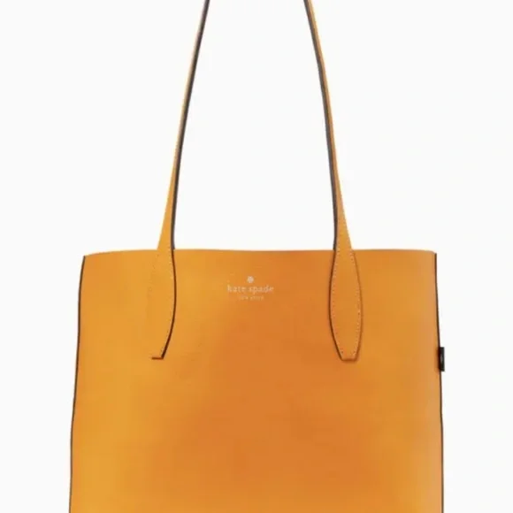 Kate Spade Clementine Small Reversible Tote Cream Multi Orange Zip Pouch Clutch - Picture 5 of 5